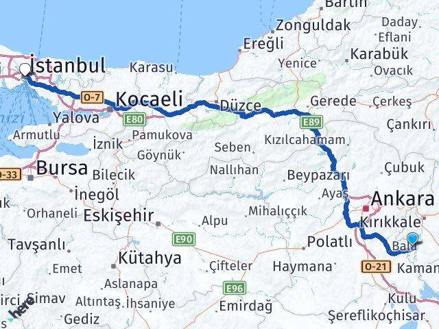 Kırıkkale Karakeçili İstanbul Arası Kaç Km - Yol Haritası