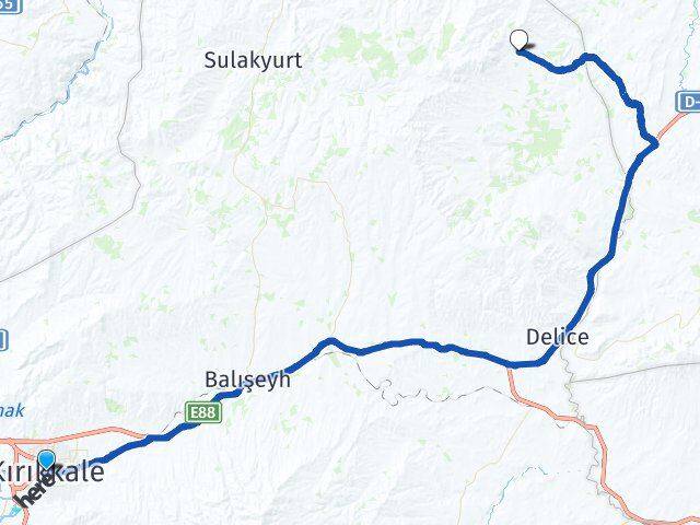 Kırıkkale Kavakköy Delice Arası Kaç Km - Yol Haritası