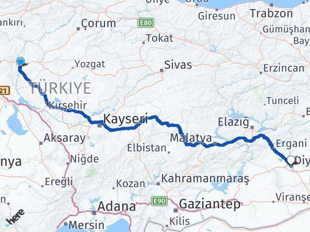 Kırıkkale Kayapınar Diyarbakır Arası Kaç Km - Yol Haritası