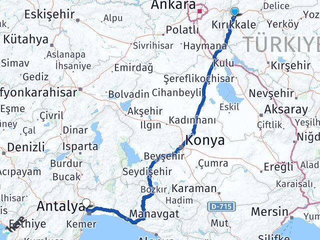 Kırıkkale Kepez Antalya Arası Kaç Km - Yol Haritası