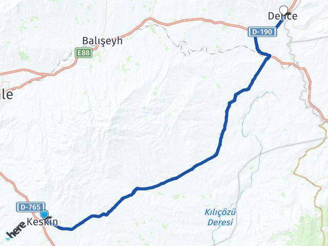 Kırıkkale Keskin Delice Arası Kaç Km - Yol Haritası