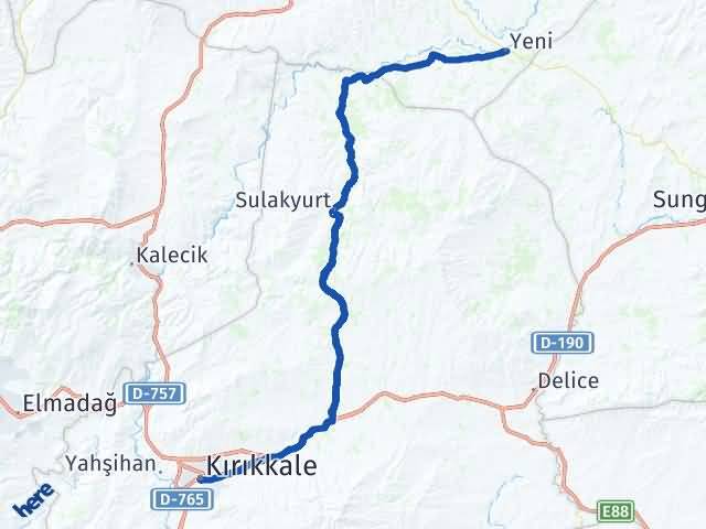 Kırıkkale Kızılırmak Çankırı Arası Kaç Km - Yol Haritası