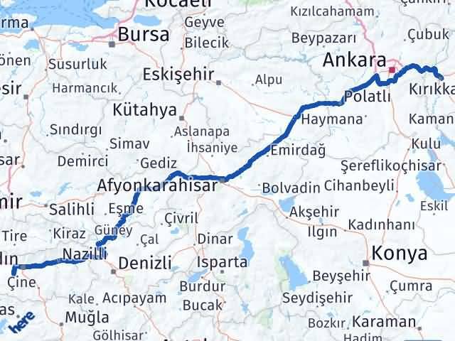 Kırıkkale Koçarlı Aydın Arası Kaç Km - Yol Haritası