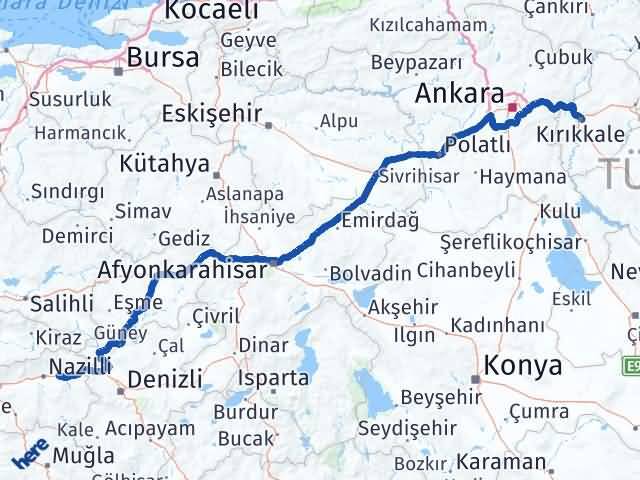 Kırıkkale Kuyucak Aydın Arası Kaç Km - Yol Haritası