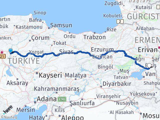 Kırıkkale Muradiye Van Arası Kaç Km - Yol Haritası