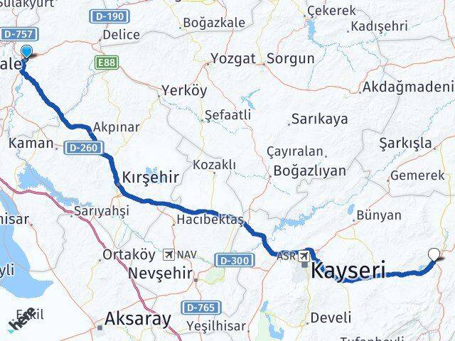 Kırıkkale Pınarbaşı Kayseri Arası Kaç Km - Yol Haritası
