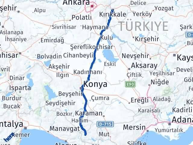 Kırıkkale Sarıveliler Karaman Arası Kaç Km - Yol Haritası