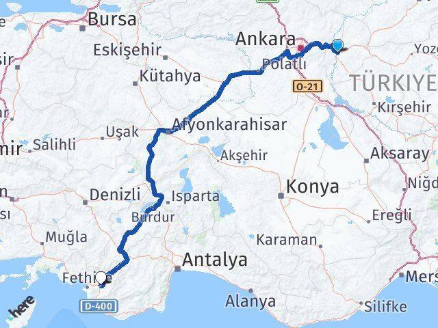 Kırıkkale Seydikemer Muğla Arası Kaç Km - Yol Haritası