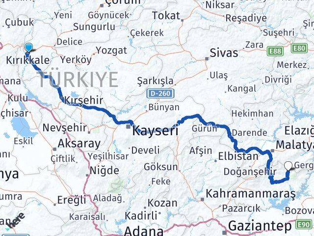 Kırıkkale Sincik Adıyaman Arası Kaç Km - Yol Haritası