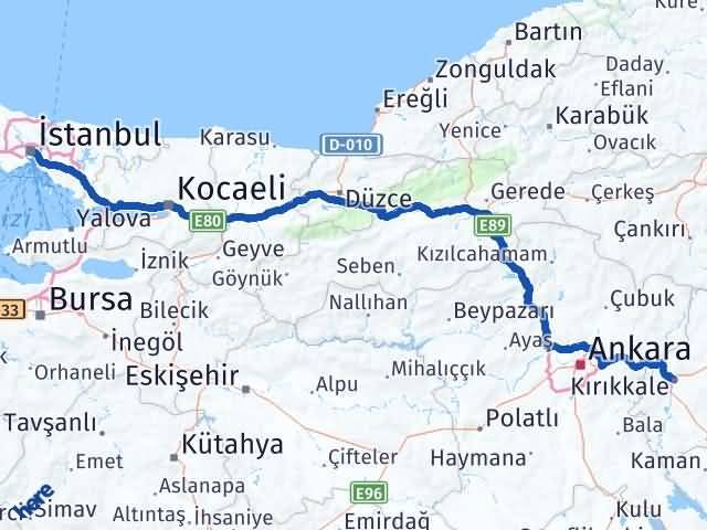 Kırıkkale Şişli İstanbul Arası Kaç Km - Yol Haritası
