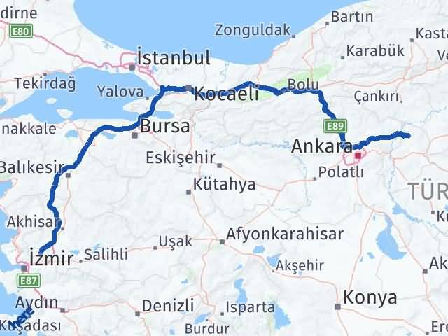 Kırıkkale Sulakyurt Manisa Arası Kaç Km - Yol Haritası
