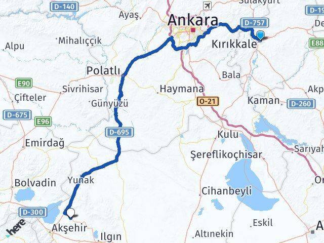 Kırıkkale Tuzlukçu Konya Arası Kaç Km - Yol Haritası