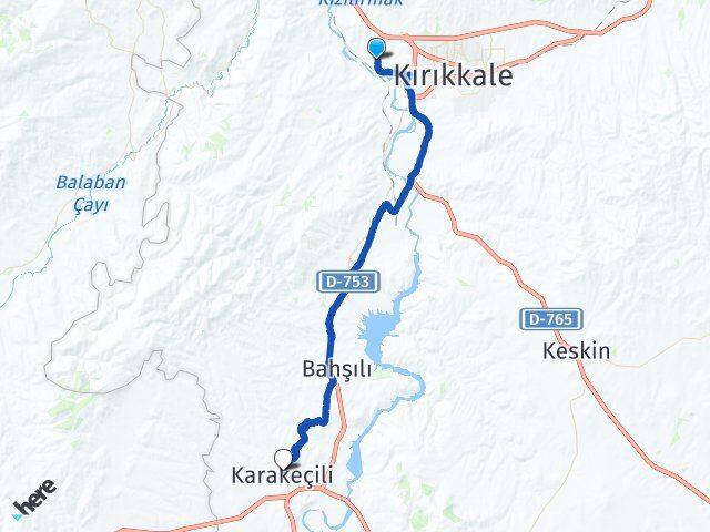 Kırıkkale Yahşihan Karakeçili Arası Kaç Km - Yol Haritası