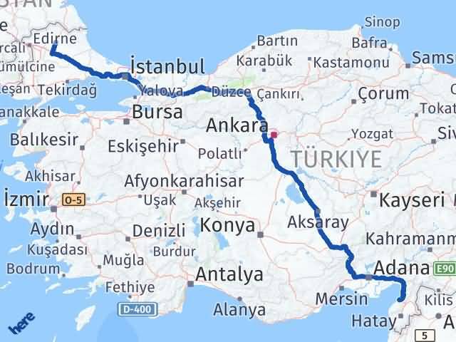 Kırklareli Arsuz Hatay Arası Kaç Km - Yol Haritası