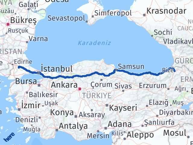 Kırklareli Babaeski Artvin Arası Kaç Km - Yol Haritası