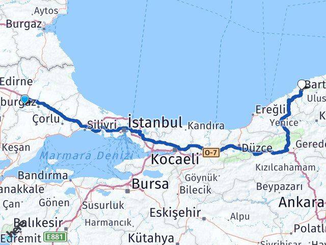 Kırklareli Babaeski Bartın Arası Kaç Km - Yol Haritası