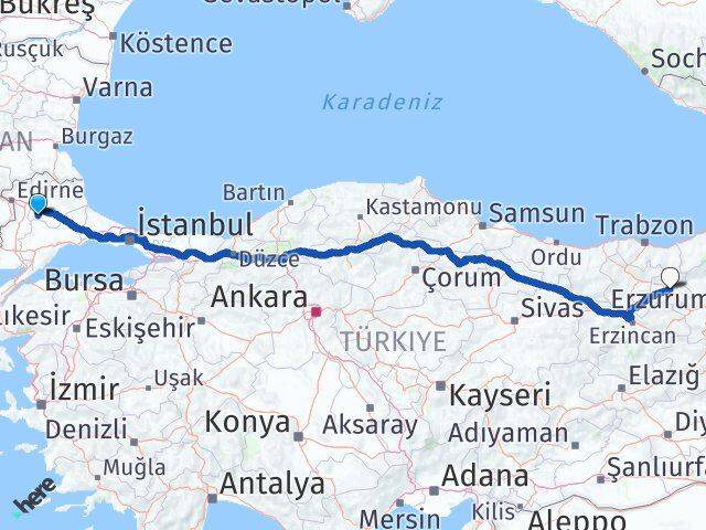 Kırklareli Babaeski Bayburt Arası Kaç Km - Yol Haritası