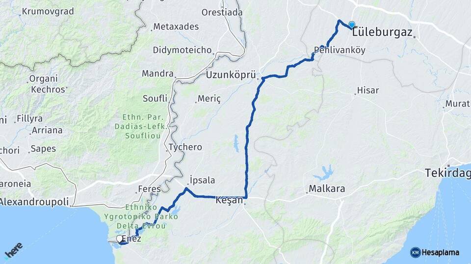 Kırklareli Babaeski Enez Edirne Arası Kaç Km - Yol Haritası