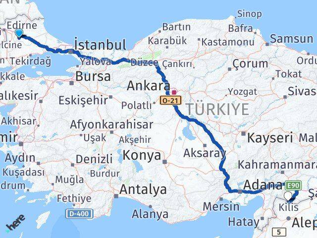 Kırklareli Babaeski Kilis Arası Kaç Km - Yol Haritası
