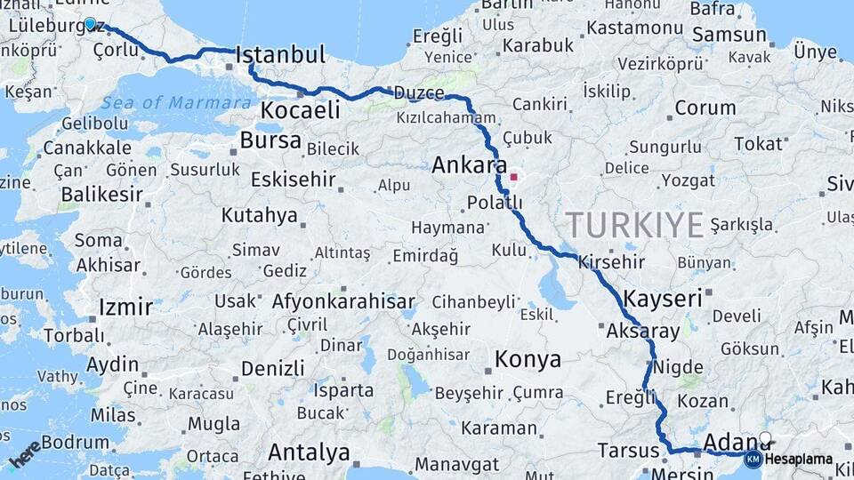 Kırklareli Babaeski Osmaniye Arası Kaç Km - Yol Haritası
