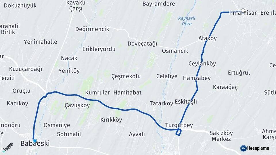 Kırklareli Babaeski Pınarhisar Arası Kaç Km - Yol Haritası