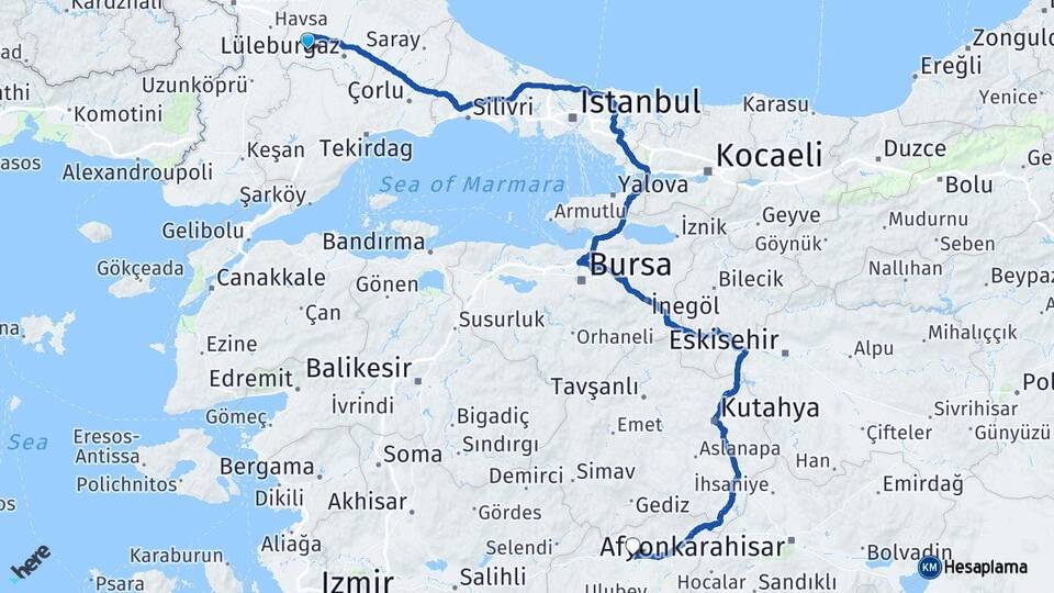 Kırklareli Babaeski Uşak Arası Kaç Km - Yol Haritası