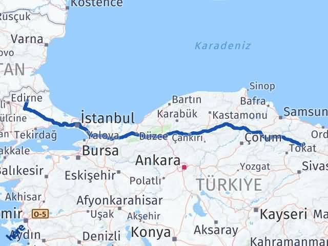Kırklareli Başçiftlik Tokat Arası Kaç Km - Yol Haritası