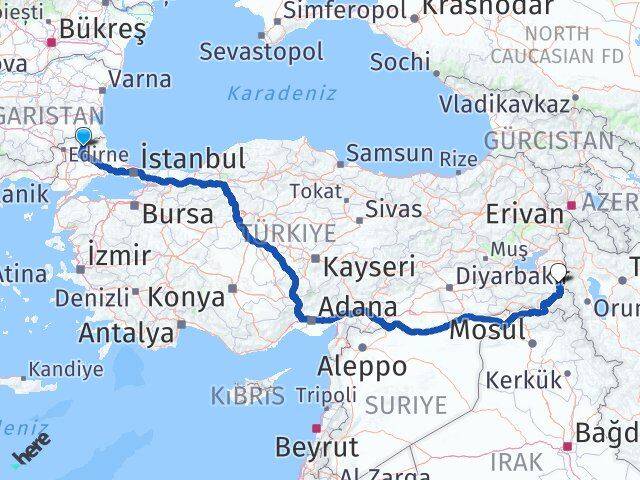 Kırklareli Başkale Van Arası Kaç Km - Yol Haritası