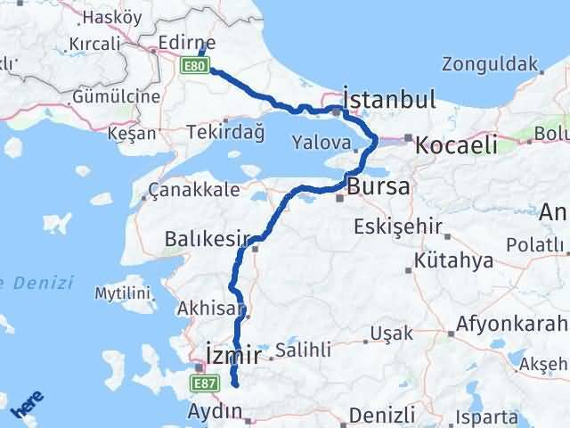 Kırklareli Bayındır İzmir Arası Kaç Km - Yol Haritası
