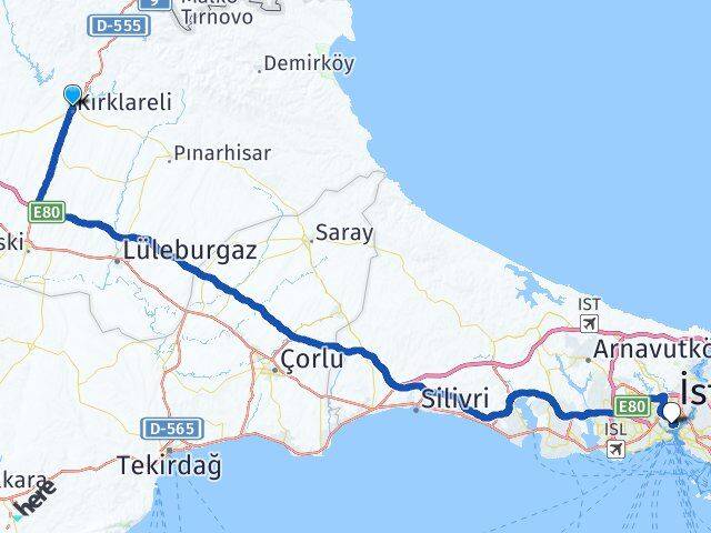 Kırklareli Beyoğlu İstanbul Arası Kaç Km - Yol Haritası