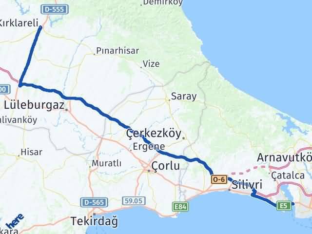 Kırklareli Büyükçekmece İstanbul Arası Kaç Km - Yol Haritası