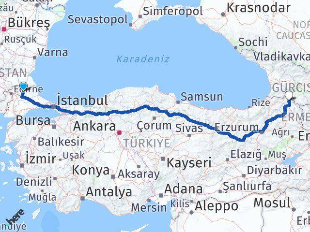 Kırklareli Damal Ardahan Arası Kaç Km - Yol Haritası