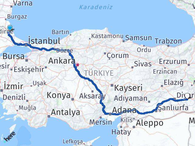 Kırklareli Demirköy Batman Arası Kaç Km - Yol Haritası