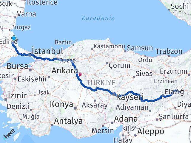 Kırklareli Demirköy Bingöl Arası Kaç Km - Yol Haritası