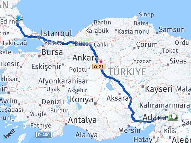 Kırklareli Demirköy Gaziantep Arası Kaç Km - Yol Haritası