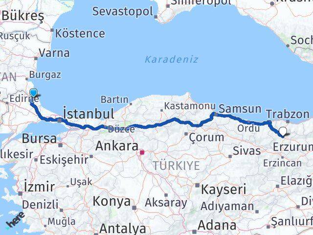 Kırklareli Demirköy Gümüşhane Arası Kaç Km - Yol Haritası