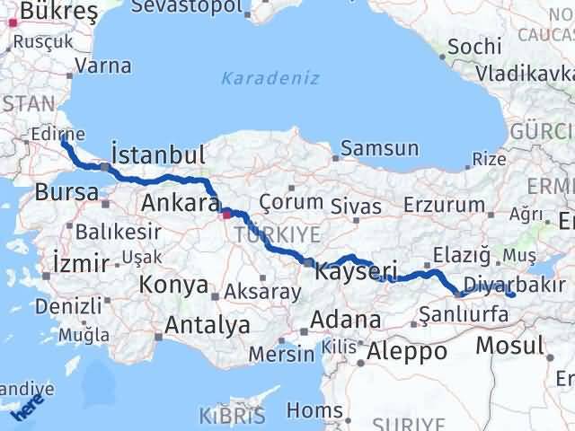 Kırklareli Demirköy Siirt Arası Kaç Km - Yol Haritası