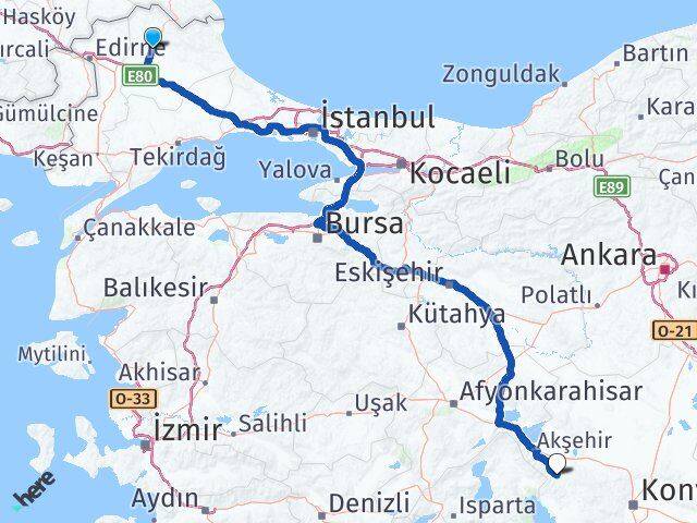 Kırklareli Doğanhisar Konya Arası Kaç Km - Yol Haritası
