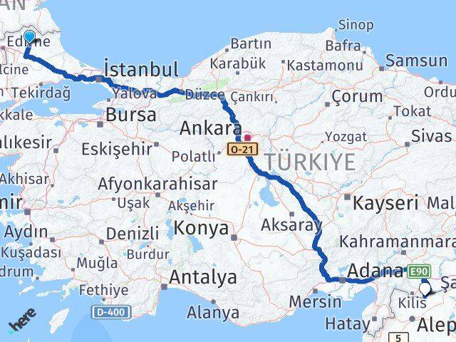 Kırklareli Elbeyli Kilis Arası Kaç Km - Yol Haritası