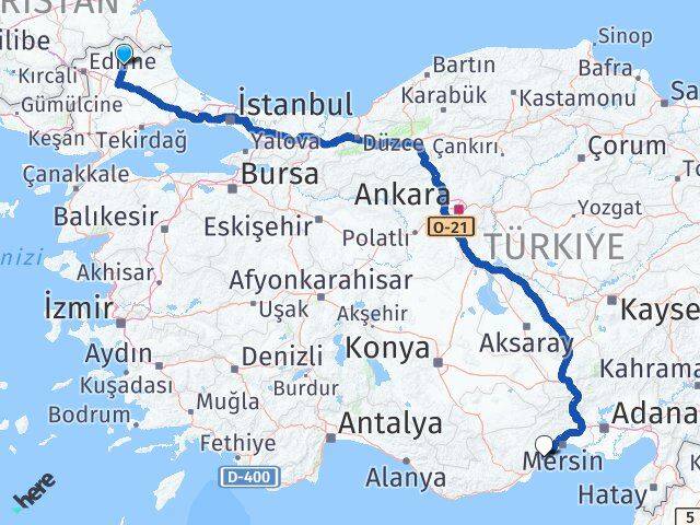 Kırklareli Erdemli Mersin Arası Kaç Km - Yol Haritası