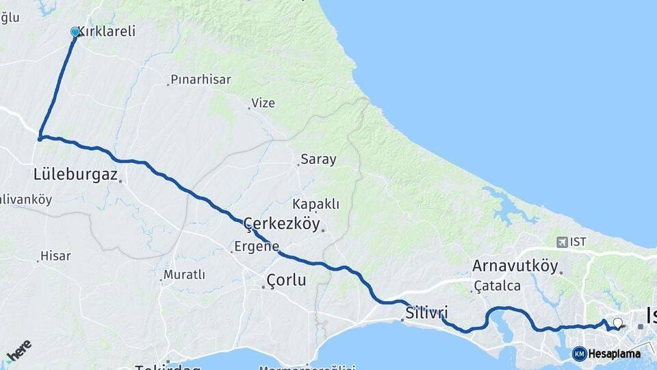 Kırklareli Gaziosmanpaşa İstanbul Arası Kaç Saat? Yol Haritası, Yakıt, Rota ve Mesafe Hesaplama Kırklareli Gaziosmanpaşa İstanbul Arası Kaç Km? Kaç Saat? Yol Haritası