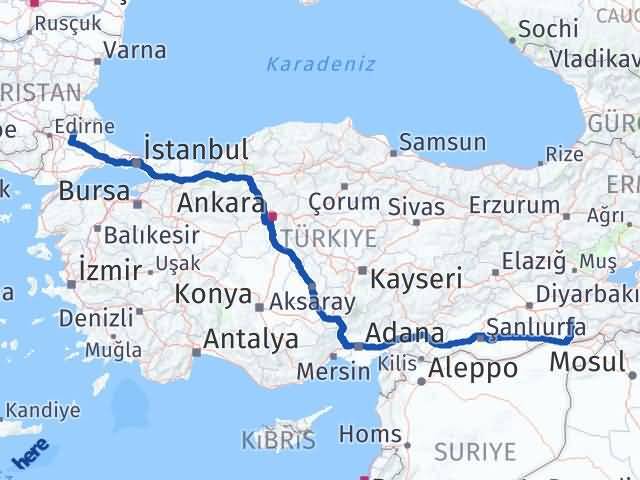 Kırklareli Gercüş Batman Arası Kaç Km - Yol Haritası