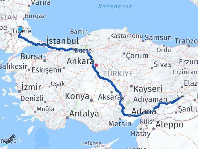 Kırklareli Gerger Adıyaman Arası Kaç Km - Yol Haritası