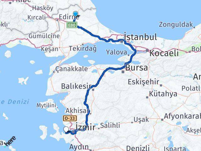 Kırklareli Güzelbahçe İzmir Arası Kaç Km - Yol Haritası
