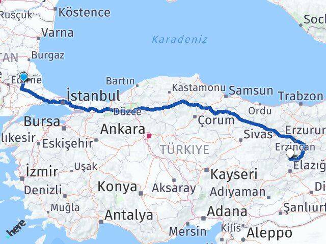 Kırklareli Hozat Tunceli Arası Kaç Km - Yol Haritası