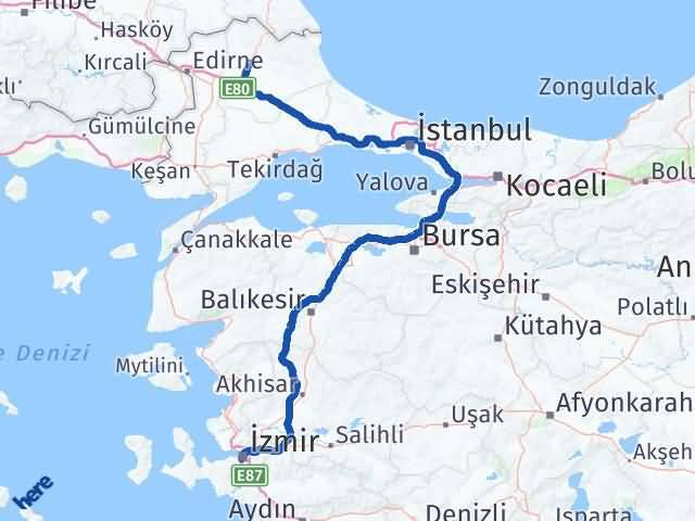 Kırklareli Karabağlar İzmir Arası Kaç Km - Yol Haritası