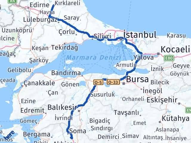 Kırklareli Kırkağaç Manisa Arası Kaç Km - Yol Haritası