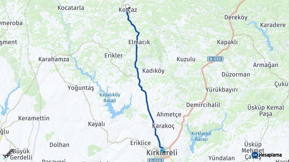Kırklareli Kofçaz Arası Kaç Km - Yol Haritası