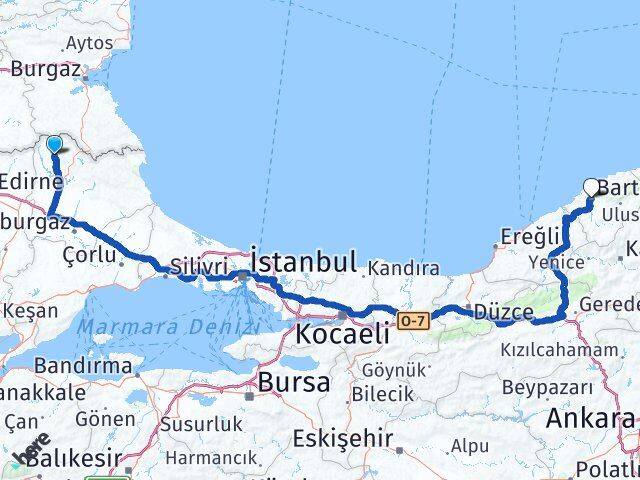 Kırklareli Kofçaz Bartın Arası Kaç Km - Yol Haritası