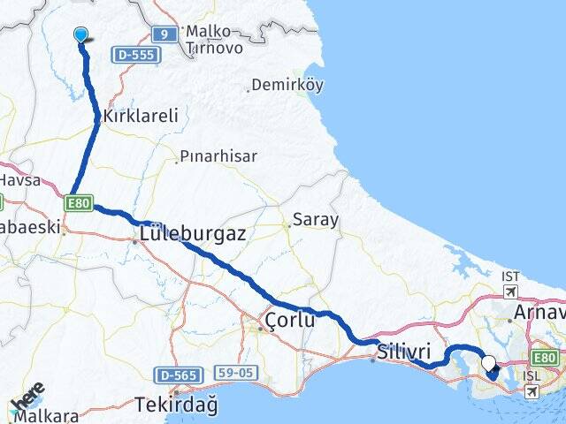 Kırklareli Kofçaz Esenyurt İstanbul Arası Kaç Km - Yol Haritası